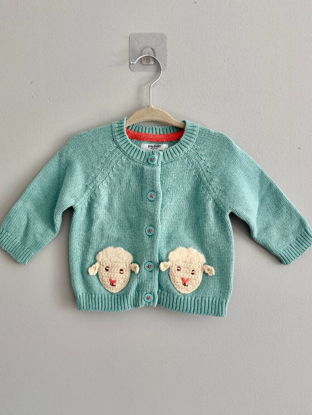 Baby Boden Crochet Sheep Applique Cardigan Sweater 3-6M
